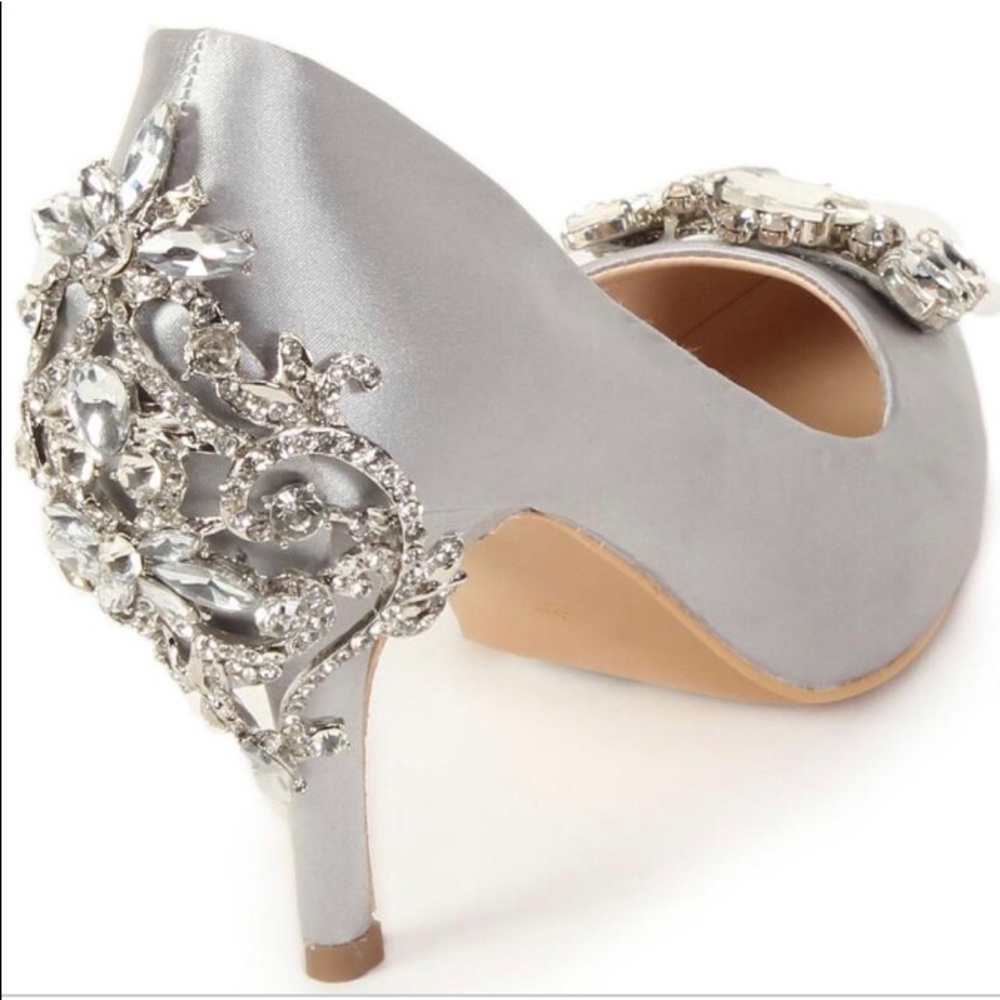 Silver Opulent Satin Pumps 9.5M